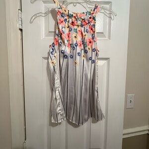 Vibrant Floral Striped Halter Top